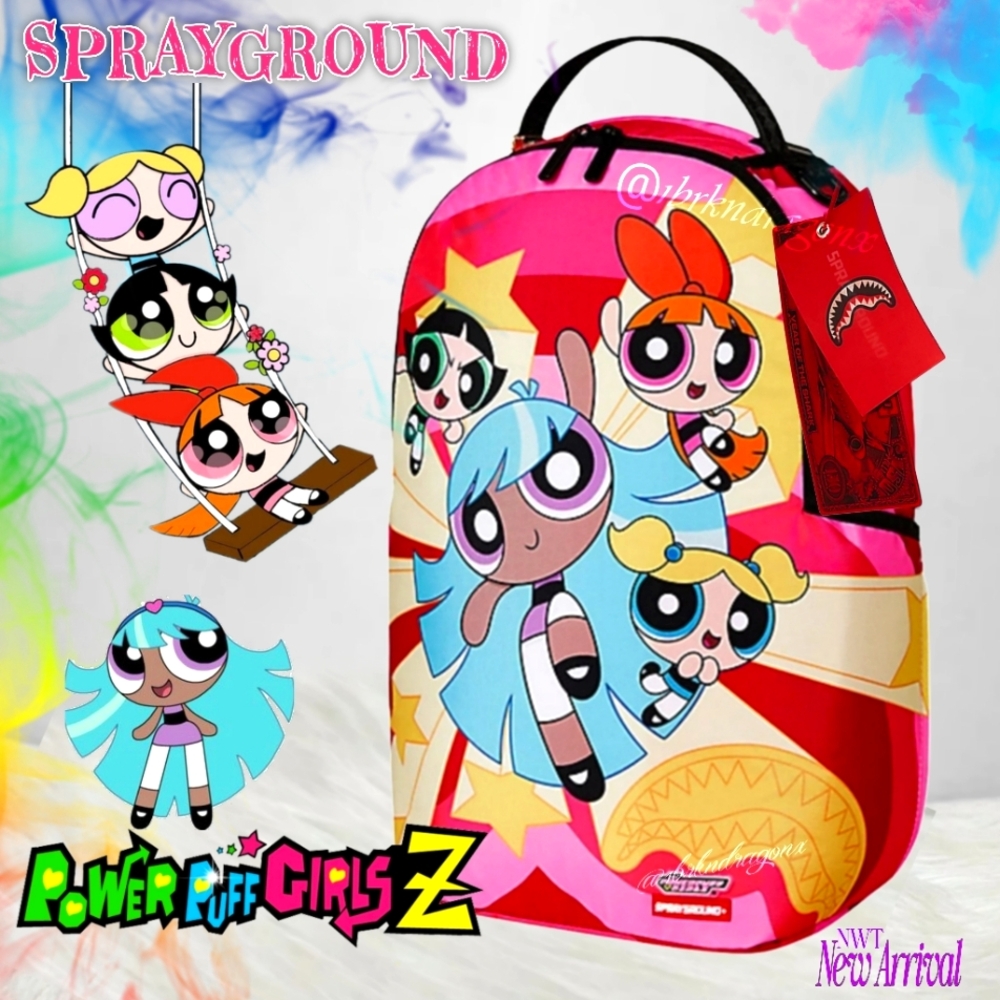 Sprayground PowerPuff Girls Love Rainbow Hot Pink Backpack Travel NWT 💙Last 1